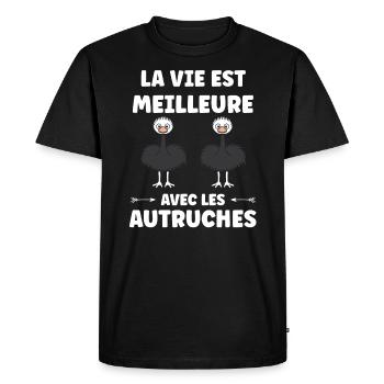 Citation autruche - T-shirt Premium bio Homme - noir - Devant - Nico (187cm)