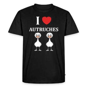 citation humoristique autruche - T-shirt Premium bio Homme - noir - Devant - Nico (187cm)