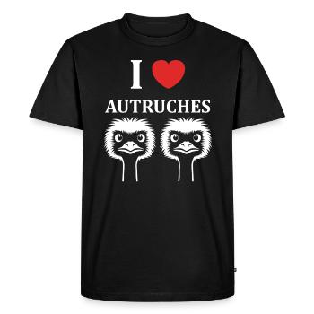 citation humoristique autruche - T-shirt Premium bio Homme - noir - Devant - Nico (187cm)