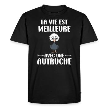 Citation autruche - T-shirt Premium bio Homme - noir - Devant - Nico (187cm)