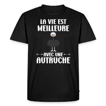 Citation autruche - T-shirt Premium bio Homme - noir - Devant - Nico (187cm)
