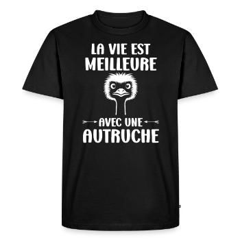 Citation autruche - T-shirt Premium bio Homme - noir - Devant - Nico (187cm)