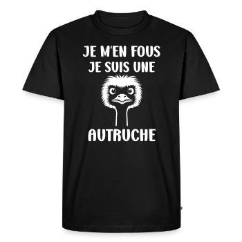 citation humoristique autruche - T-shirt Premium bio Homme - noir - Devant - Nico (187cm)