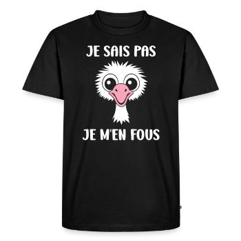 citation humoristique autruche - T-shirt Premium bio Homme - noir - Devant - Nico (187cm)