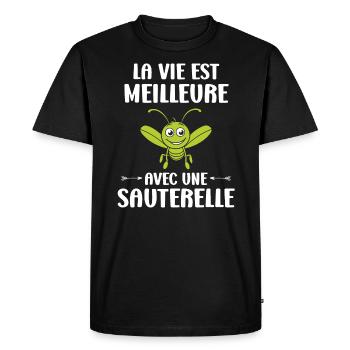 Humour sauterelle - T-shirt Premium bio Homme - noir - Devant - Nico (187cm)