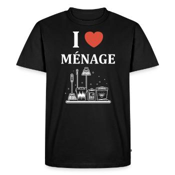 Humou ménage - T-shirt Premium bio Homme - noir - Devant - Nico (187cm)