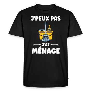 Humou ménage - T-shirt Premium bio Homme - noir - Devant - Nico (187cm)