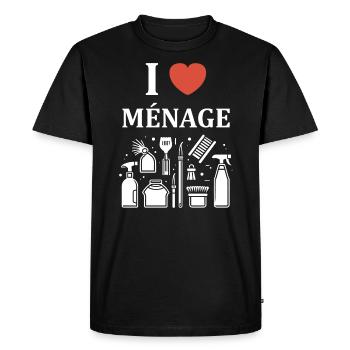 Humou ménage - T-shirt Premium bio Homme - noir - Devant - Nico (187cm)