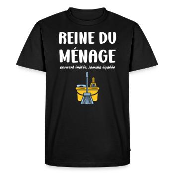 Humou ménage - T-shirt Premium bio Homme - noir - Devant - Nico (187cm)