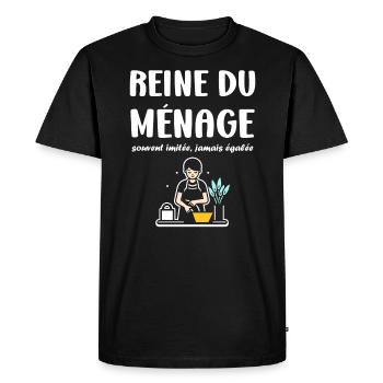 Humou ménage - T-shirt Premium bio Homme - noir - Devant - Nico (187cm)