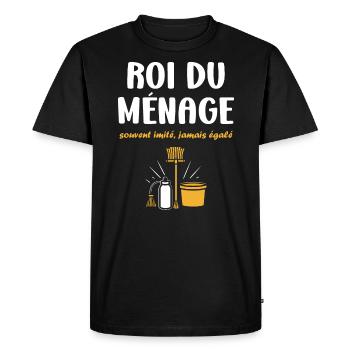 Humour faire le ménage - T-shirt Premium bio Homme - noir - Devant - Nico (187cm)