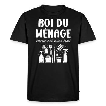 Humour faire le ménage - T-shirt Premium bio Homme - noir - Devant - Nico (187cm)