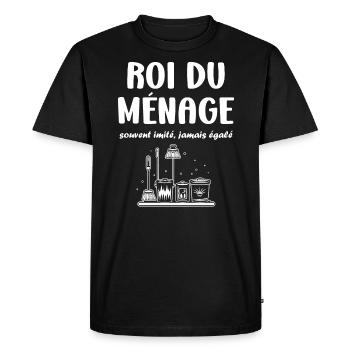 Humour faire le ménage - T-shirt Premium bio Homme - noir - Devant - Nico (187cm)