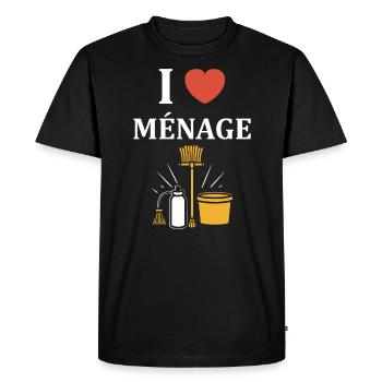 Humour faire le ménage - T-shirt Premium bio Homme - noir - Devant - Nico (187cm)