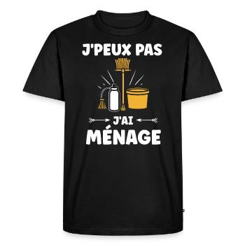 Humour faire le ménage - T-shirt Premium bio Homme - noir - Devant - Nico (187cm)