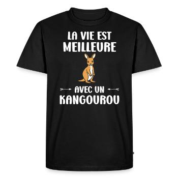 Humour kangourou - T-shirt Premium bio Homme - noir - Devant - Nico (187cm)