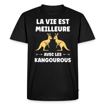 Humour petit kangourou - T-shirt Premium bio Homme - noir - Devant - Nico (187cm)