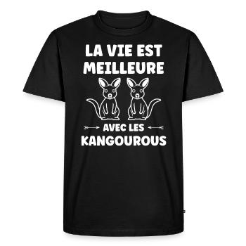 Humour petit kangourou - T-shirt Premium bio Homme - noir - Devant - Nico (187cm)