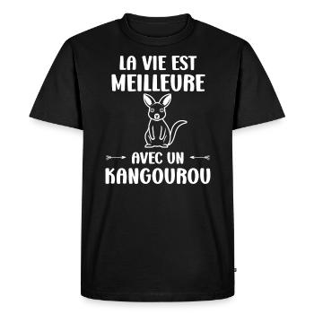Humour petit kangourou - T-shirt Premium bio Homme - noir - Devant - Nico (187cm)