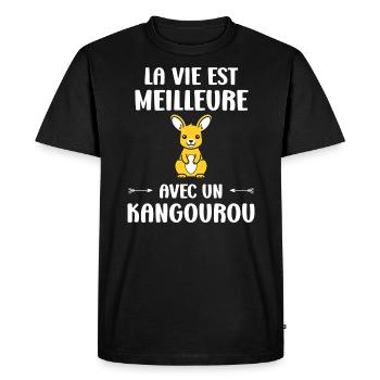 Humour petit kangourou - T-shirt Premium bio Homme - noir - Devant - Nico (187cm)