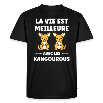 Humour petit kangourou - T-shirt Premium bio Homme - noir - Devant - Nico (187cm)