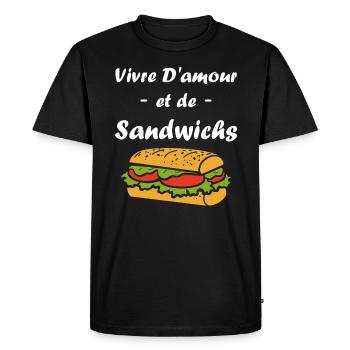 Humour sandwich - T-shirt Premium bio Homme - noir - Devant - Nico (187cm)