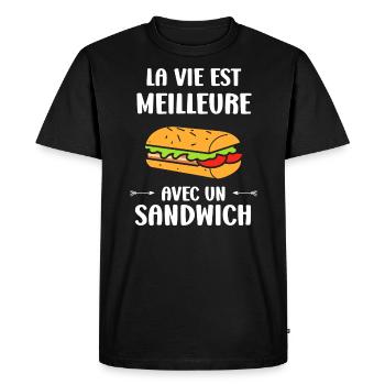 Humour sandwich - T-shirt Premium bio Homme - noir - Devant - Nico (187cm)