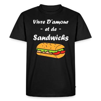 Humour sandwich - T-shirt Premium bio Homme - noir - Devant - Nico (187cm)