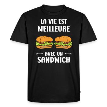 Humour sandwich - T-shirt Premium bio Homme - noir - Devant - Nico (187cm)
