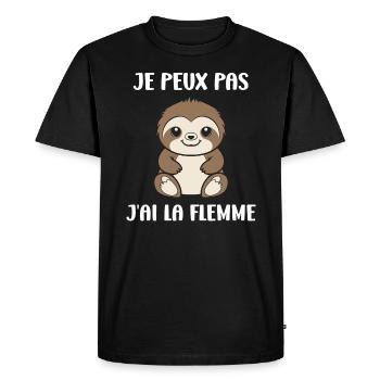 Animal humour paresseux - T-shirt Premium bio Homme - noir - Devant - Nico (187cm)