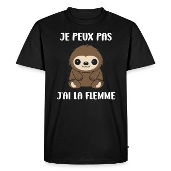 Animal humour paresseux - T-shirt Premium bio Homme - noir - Devant - Nico (187cm)