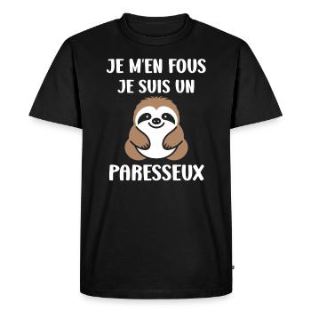 Animal humour paresseux - T-shirt Premium bio Homme - noir - Devant - Nico (187cm)
