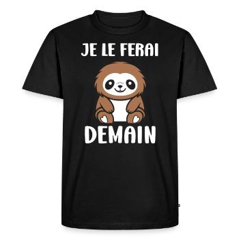 Animal humour paresseux - T-shirt Premium bio Homme - noir - Devant - Nico (187cm)