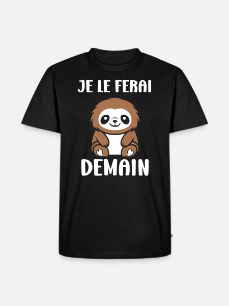 Animal humour paresseux - T-shirt Premium bio Homme - noir