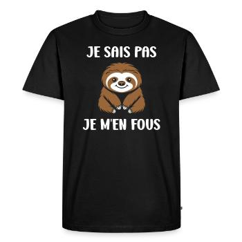 Animal humour paresseux - T-shirt Premium bio Homme - noir - Devant - Nico (187cm)