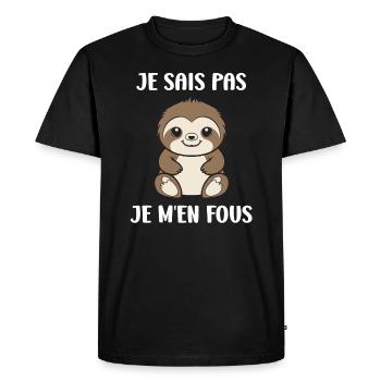 Animal humour paresseux - T-shirt Premium bio Homme - noir - Devant - Nico (187cm)