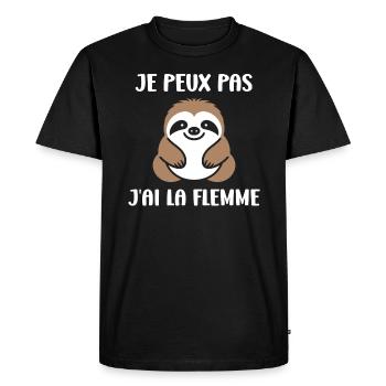 Animal humour paresseux - T-shirt Premium bio Homme - noir - Devant - Nico (187cm)