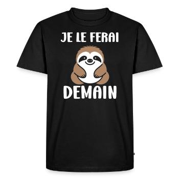 Animal humour paresseux - T-shirt Premium bio Homme - noir - Devant - Nico (187cm)