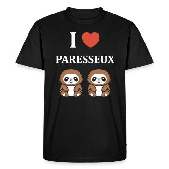 Animal humour paresseux - T-shirt Premium bio Homme - noir - Devant - Nico (187cm)
