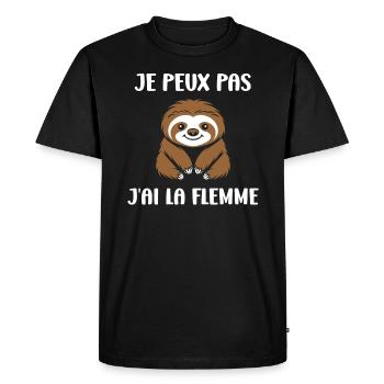 Animal humour paresseux - T-shirt Premium bio Homme - noir - Devant - Nico (187cm)