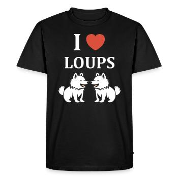 Humour animal petit loup - T-shirt Premium bio Homme - noir - Devant - Nico (187cm)