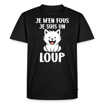 Humour animal petit loup - T-shirt Premium bio Homme - noir - Devant - Nico (187cm)