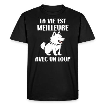 Humour animal petit loup - T-shirt Premium bio Homme - noir - Devant - Nico (187cm)