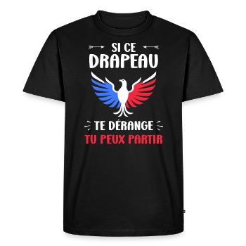 drapeau france patriote - T-shirt Premium bio Homme - noir - Devant - Nico (187cm)