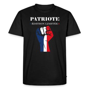 Emblème france patriote - T-shirt Premium bio Homme - noir - Devant - Nico (187cm)