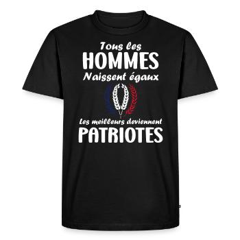 Homme patriotes - T-shirt Premium bio Homme - noir - Devant - Nico (187cm)