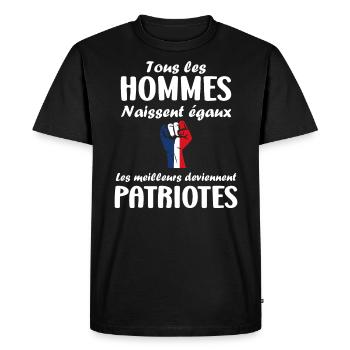 Homme patriotes - T-shirt Premium bio Homme - noir - Devant - Nico (187cm)