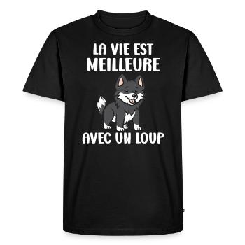 Humour loup - T-shirt Premium bio Homme - noir - Devant - Nico (187cm)
