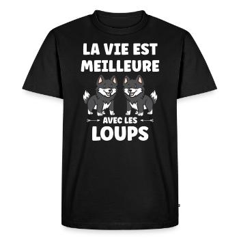 Humour loup - T-shirt Premium bio Homme - noir - Devant - Nico (187cm)