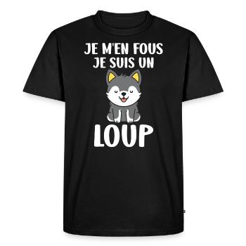 Humour loup - T-shirt Premium bio Homme - noir - Devant - Nico (187cm)